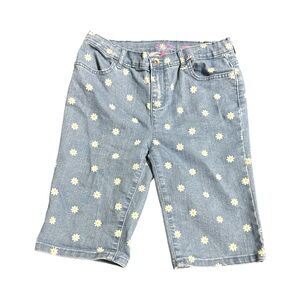 The Children's Place Blue Denim Shorts with Daisy Pattern size 14
